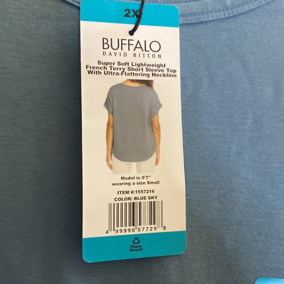 Buffalo David Bitton Short Sleeve Top Blue 2X NWT - Picture 4 of 8